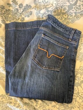 Kimes Ranch Women’s Boot Cut Jeans - Dark Blue with Orange Stitching